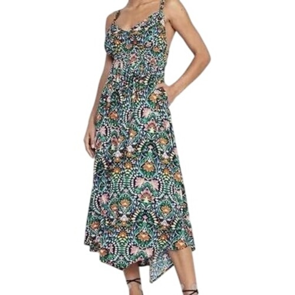 Old Navy Floral Paisley Midi Sundress Multicolor Smocked Sleeveless NWT Size L